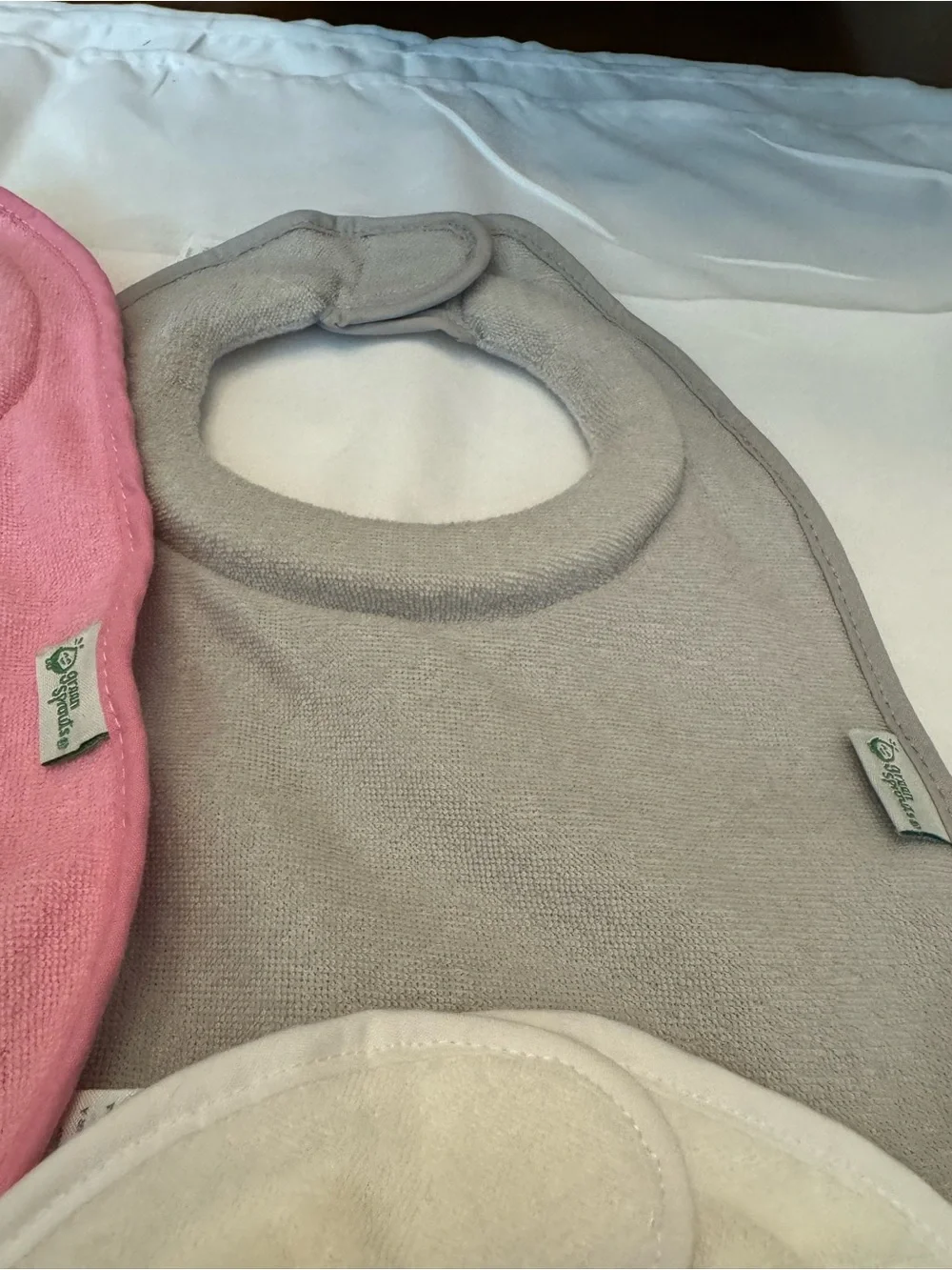 Green Sprouts 5pc Baby Bib Set - Pink, Gray, and White